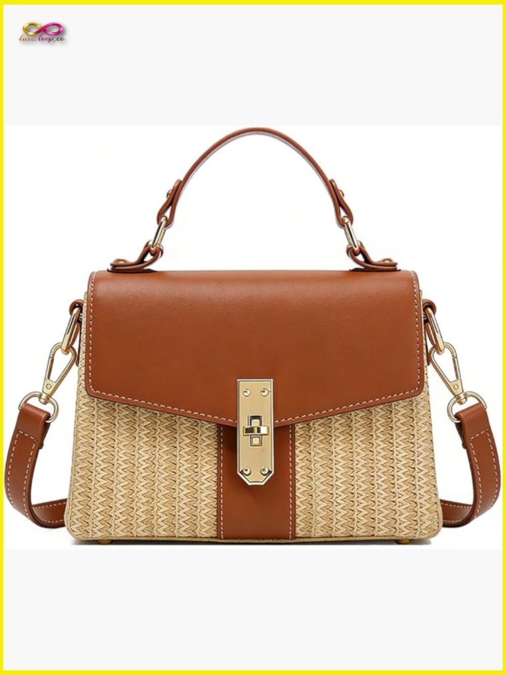 Straw Woven Satchel Handbag Summer Beach Crossbody Shoulder Bag Y2K Box Bag